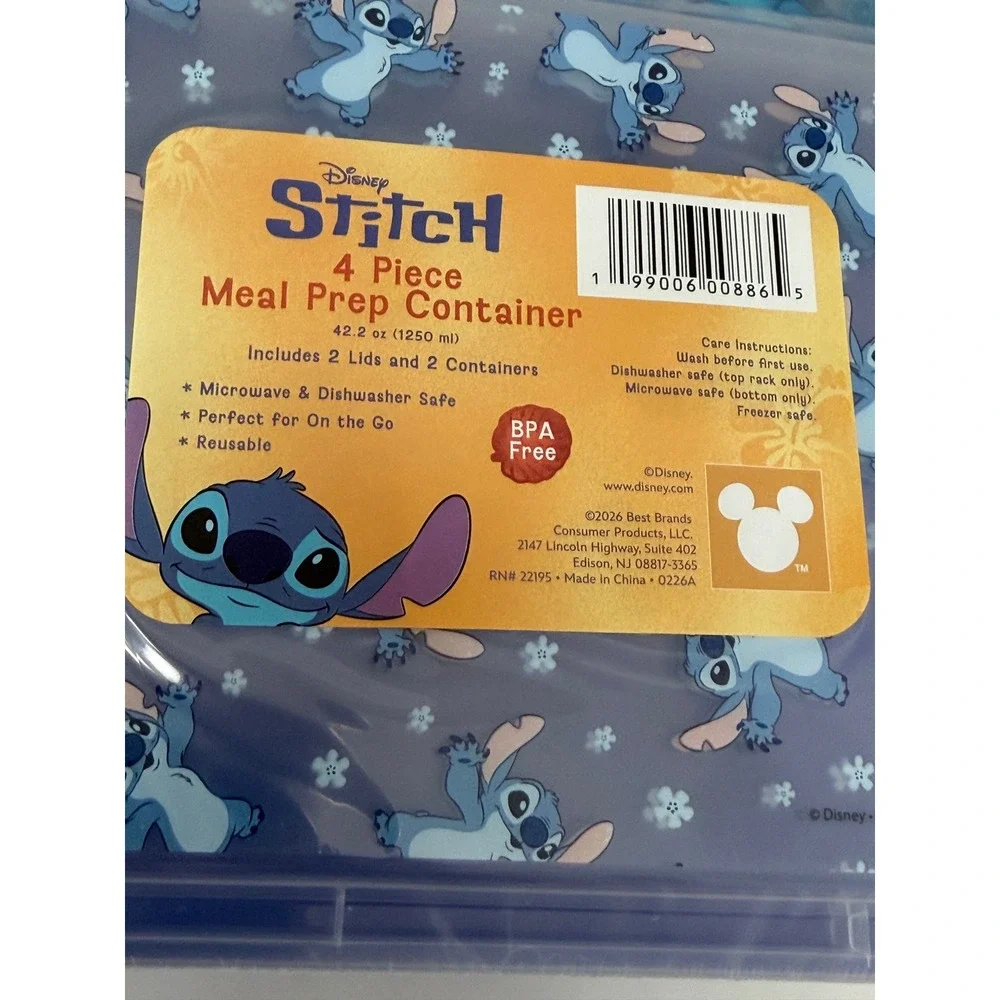 Disney Stitch 3-Pack 4-Piece Meal Prep Container Set BPA Free Blue Purple New